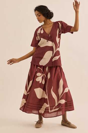 Kharakapas Nerine Abstract Floral Print Top & Skirt Co-ord Set 