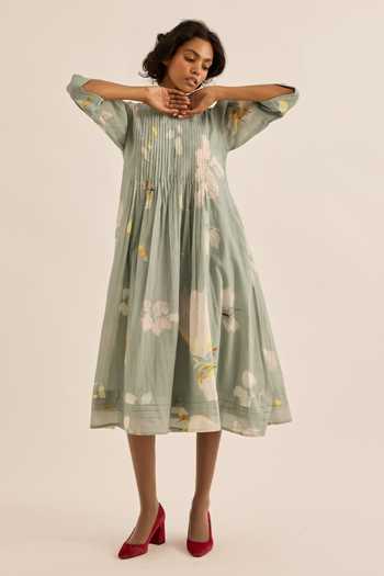 Kharakapas Cornflower Floral Print Dress 
