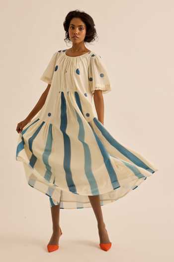 Kharakapas Wild Pine Striped Polka Dot Dress 