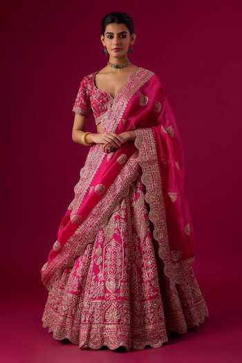 Vedant G Organza Sequins Embroidered Lehenga Set 