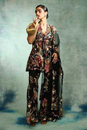 Varun Bahl Embellished Peplum Top Sharara Set 
