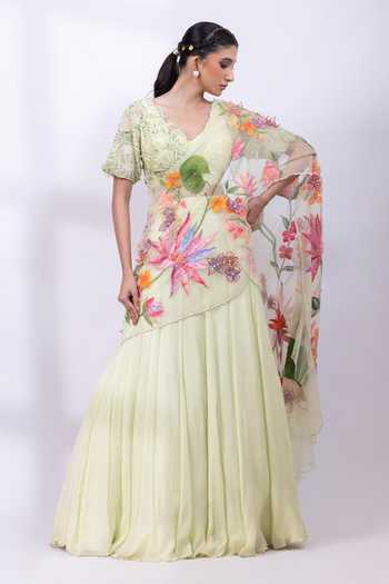 Smriti By Anju Agarwal Verdant Eclat Blouse Lehenga Set 