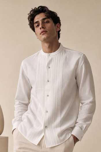 Mayank Modi - Men Frosted Coconut Meridian Shirt 