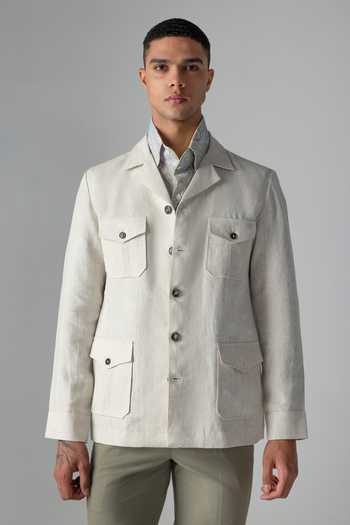 Amit Arora Four Patch Pocket Linen Shacket 