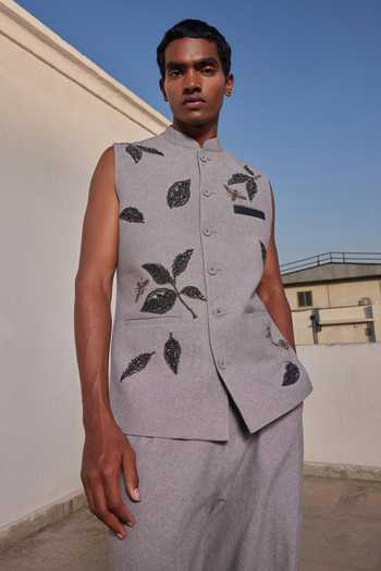 Shahin Mannan Drifting Leaves Nehru Jacket 