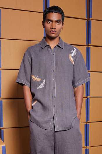 Shahin Mannan Moth Half Sleeve Boxy Shirt 
