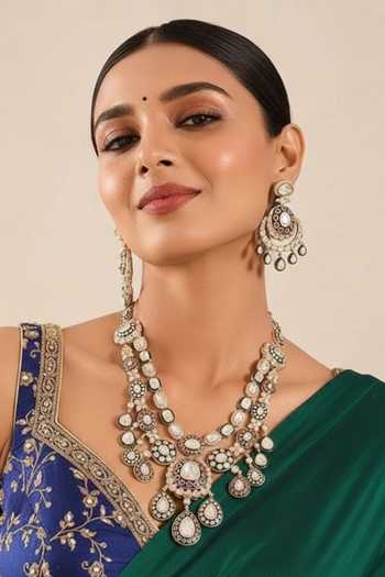 Auraa Trends Meenakari Kundan Polki Long Necklace Set 