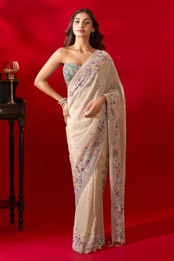 Azeera Floral Border Embroidered Saree & Corset 