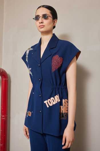 Shahin Mannan Heart & Star Robe Japanese Crepe Jacket 