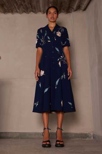Shahin Mannan Magnolia Blossom Coat Collar Dress 