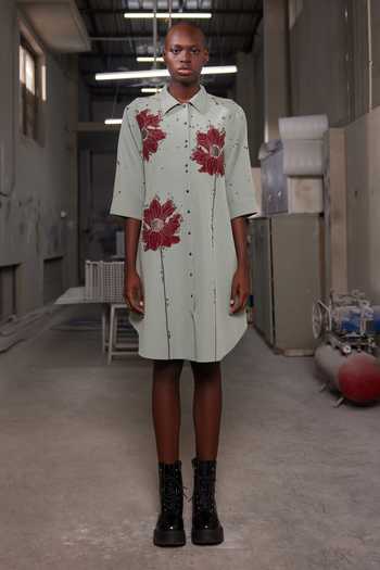 Shahin Mannan Floral Bubbles A-Line Shirt Dress 