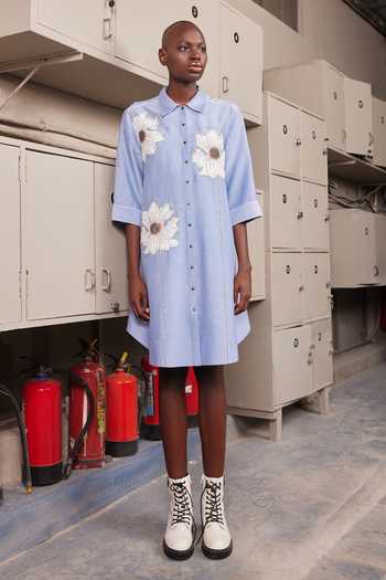 Shahin Mannan Floral Bubbles A-Line Shirt Dress 
