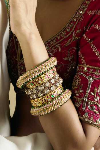 Preeti Mohan Enisha Polki Circular Bangles - Set of 2 