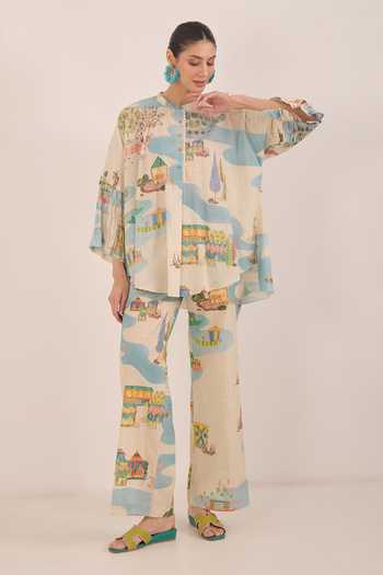 Shivani Bhargava Safar Namah Printed Top With Wide Leg Pant 