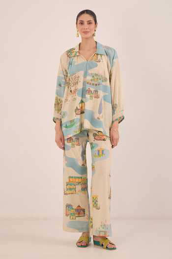 Shivani Bhargava Safar Scenic Print Cotton Top & Pant Co-ord Set 