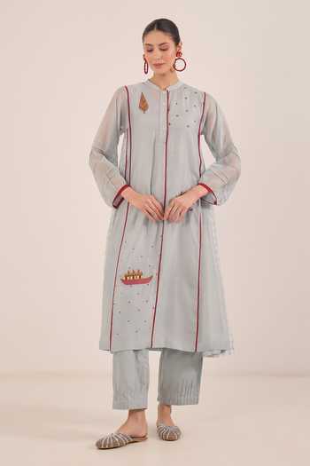 Shivani Bhargava Firdaus Side Checkered Kali Kurta & Pant Set 
