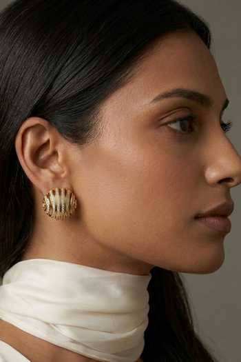 Prata Arc Dome Embellished Stud Earrings 