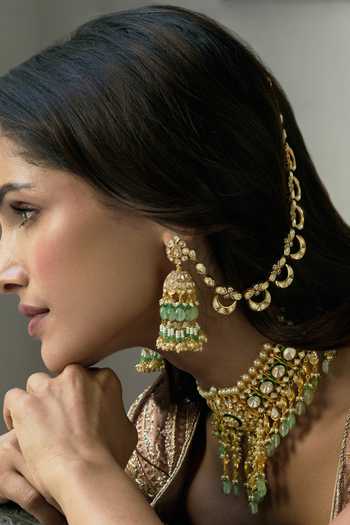 Preeti Mohan Gitanjali Polki Embellished Pair of Ear Chains 