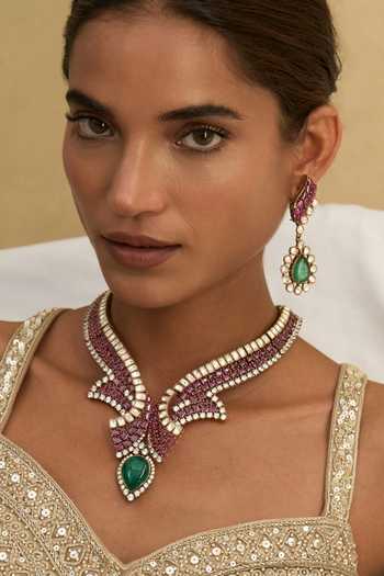 Preeti Mohan Vaneeza Zircon Embellished Necklace 