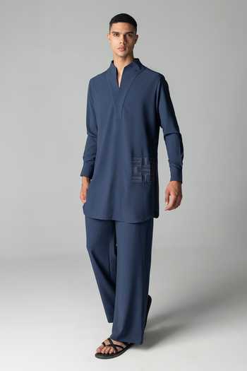 Amit Arora Placed Embroidered Kurta & Palazzo Set 