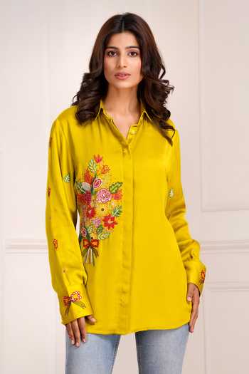 Sheeshakari Silk Embroidered Shirt 