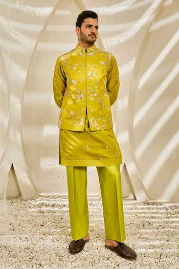 Sarab Khanijou Floral Reverie Nehru Jacket & Kurta Set
