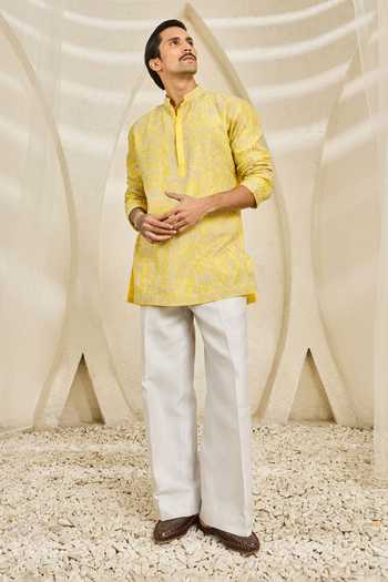 Sarab Khanijou Peela Bagh Embroidered Short Kurta Set