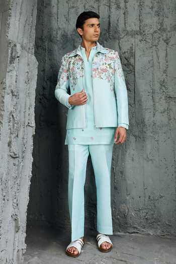 Sarab Khanijou Sky Serenade Jacket & Short Kurta Set