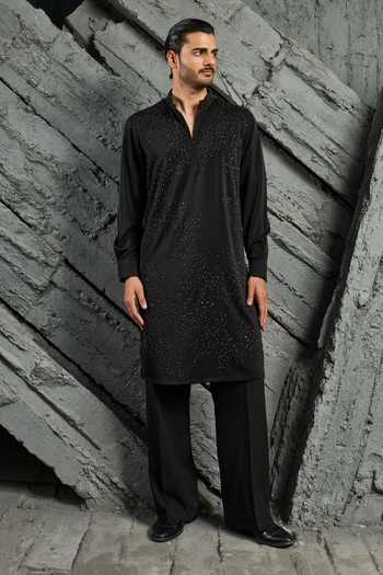 Sarab Khanijou Noir Tonal Cutdana Embroidered Kurta Set