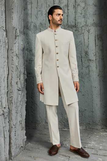 Sarab Khanijou Glacier Noor Embroidered Sherwani Set