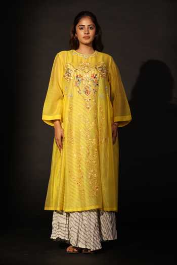 Prama By Pratima Pandey Embroidered Silk Chanderi Tunic  