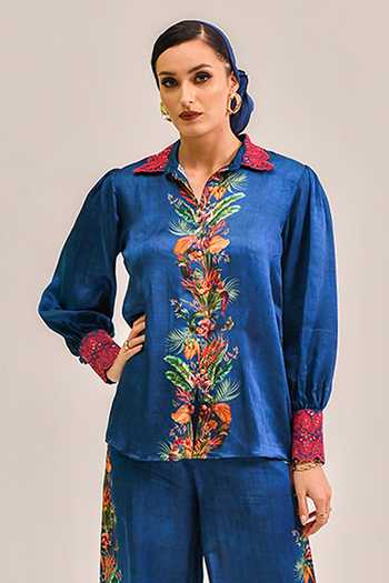 Bhanuni By Jyoti Mirage Blue Printed Shirt 