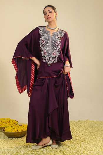 Roohbyridhimaa Deedar Embroidered Top & Draped Skirt Set