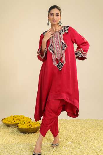 Roohbyridhimaa Red Amayra Embroidered Kurta & Pant Set 