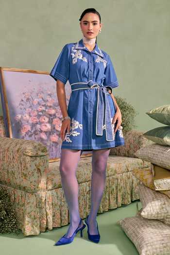 Surabhi Arya Leather Patchwork Dress With Belt 