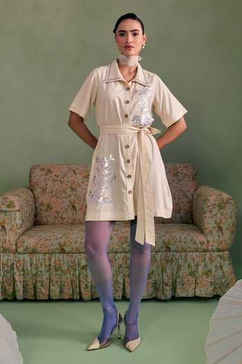 Surabhi Arya Leather Patchwork Dress With Belt 