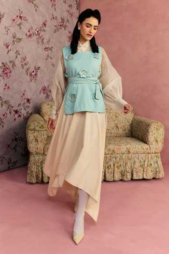 Surabhi Arya Leather Patchwork Jacket Skirt Set 