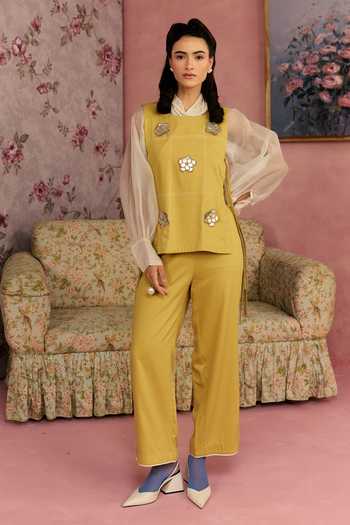 Surabhi Arya Leather Patchwork Top Pant Set 