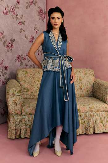 Surabhi Arya Floral Embroidered Waistcoat & Skirt Set 