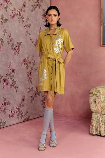 Surabhi Arya Leather Patchwork Dress 