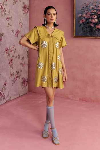 Surabhi Arya Leather Patchwork Dress 