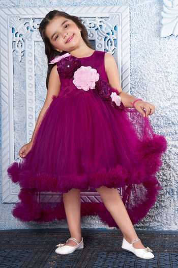 Mini Stitch 3D Floral Applique High Low Dress