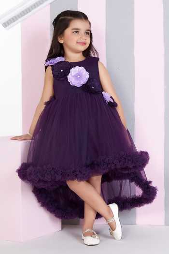 Mini Stitch 3D Floral Applique High Low Dress
