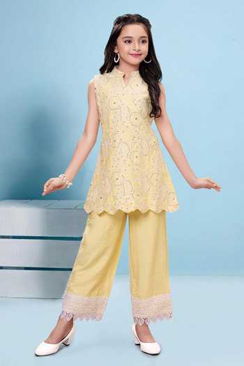 Mini Stitch Thread Embroidered Kurta & Palazzo Set 