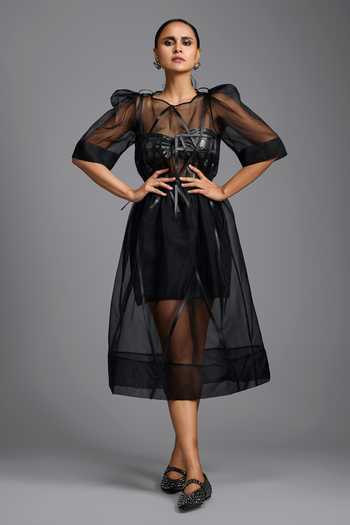 Deepika Arora Sheer Dress With Embellished Corset 