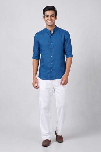Mayank Modi - Men Linen Slim Fit Shirt 
