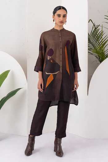 Haute Mess Silk Chanderi Printed Shirt Kurta Set 