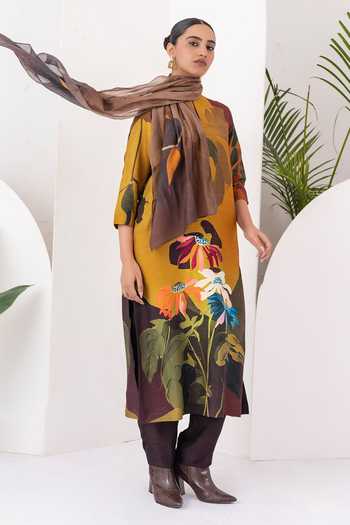 Haute Mess Silk Chanderi Printed Tunic Set 