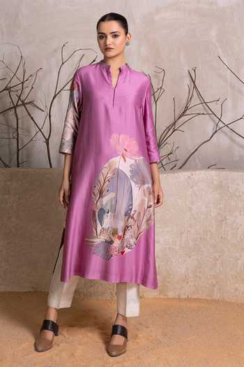 Haute Mess Silk Chanderi Printed Kurta Set 