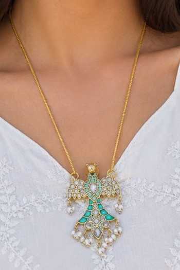 Queens Jewels Turquoise Kundan Bird Necklace